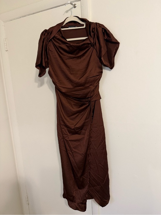 PrettyLittleThing Dresses & Skirts - Pretty Little Thing Brown Draped Midaxi  Dress Like New